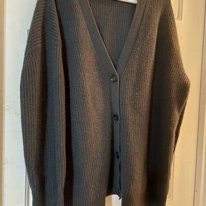 Cozy Black Button-Up Cardigan Jenni Kayne 100% Cashmere